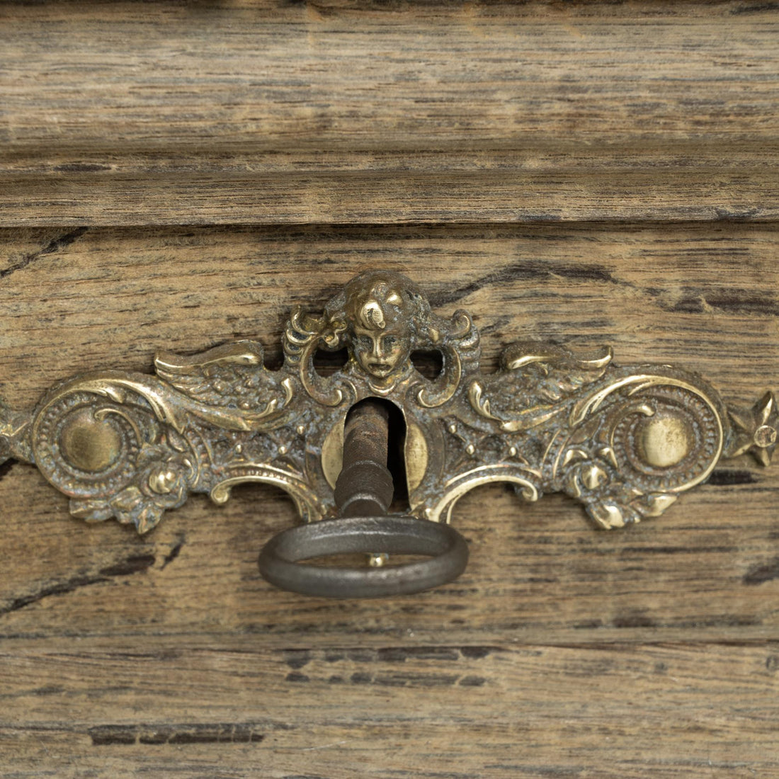 Antique Belgian Bleached Oak Cabinet