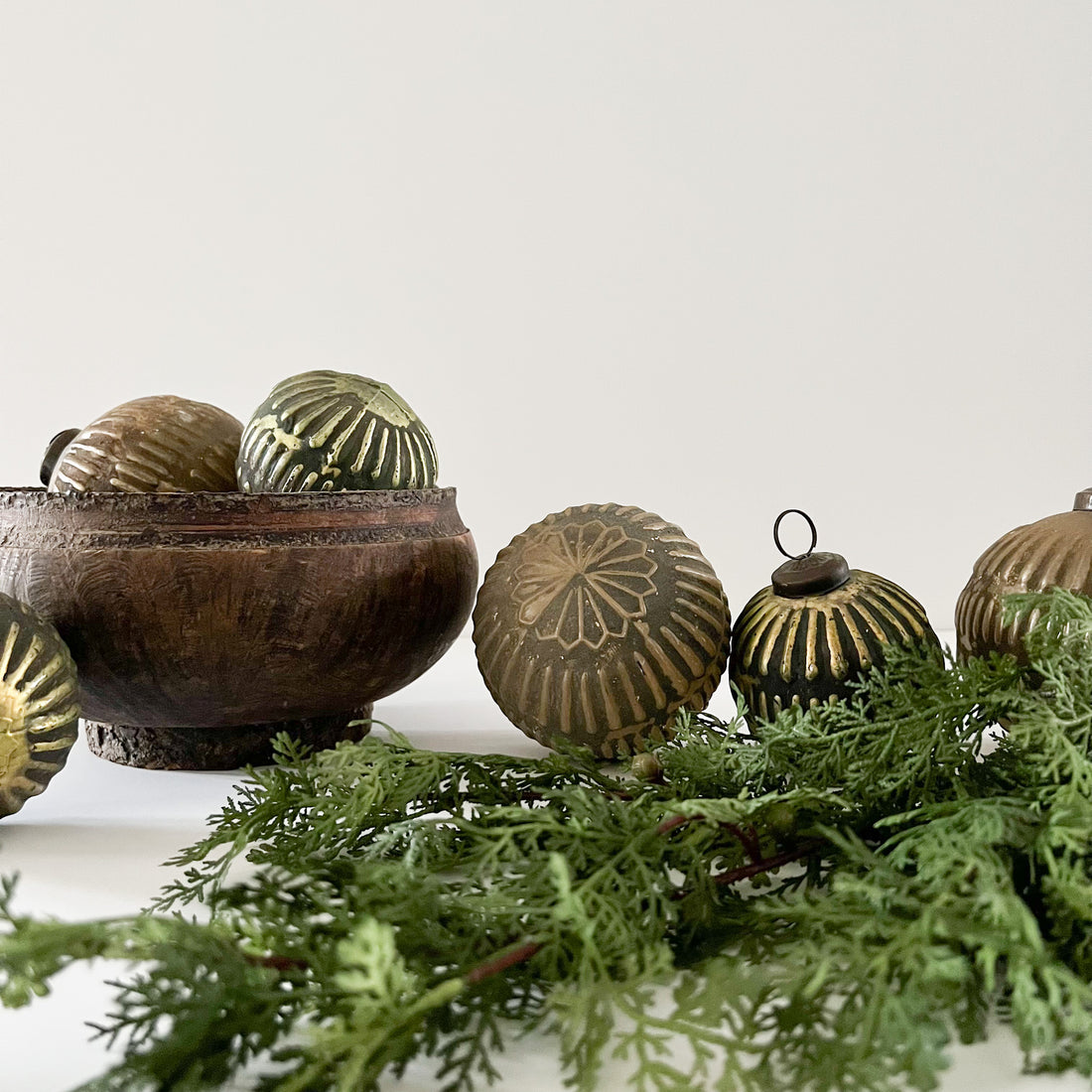 Green Textured Christmas Ornaments