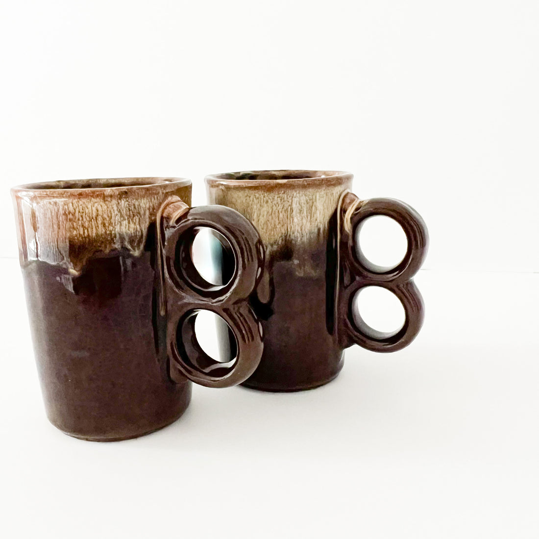 Vintage Brown Glaze Coffee Mug Set