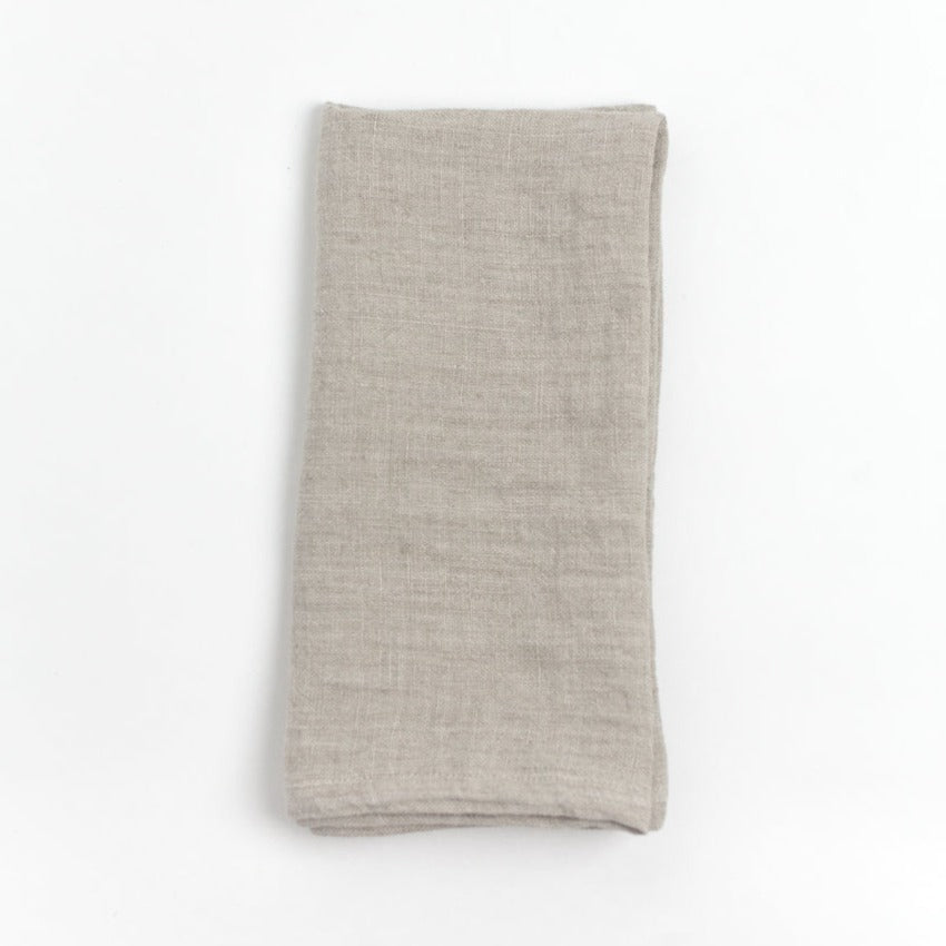 Stone Washed Linen Napkins, Flax - set of 4