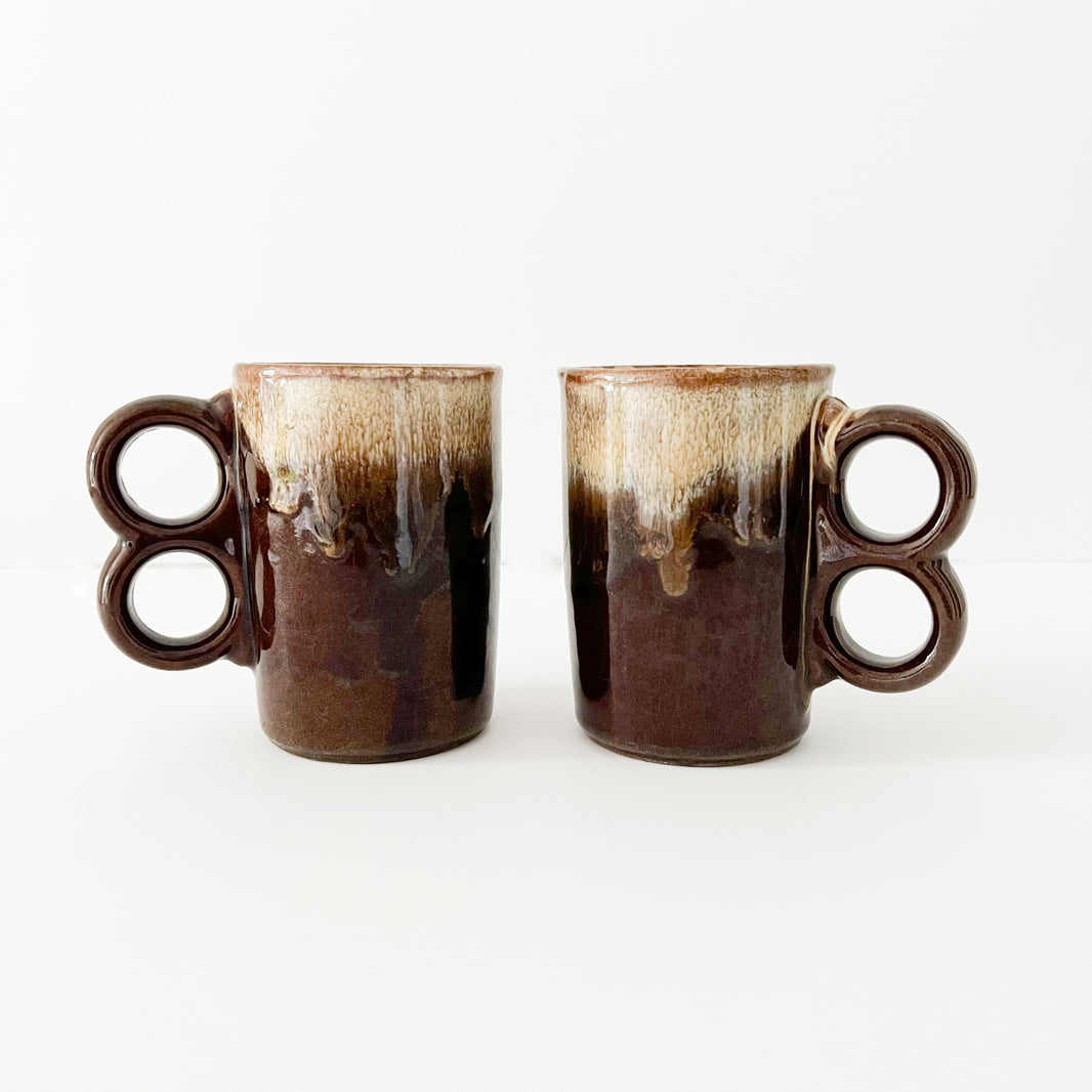 Vintage Brown Glaze Coffee Mug Set